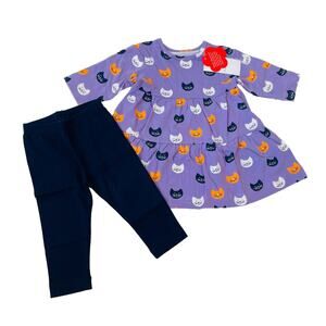 NWT Blossom + Sprout 9M Curious Cats Tiered Dress & Legging Set